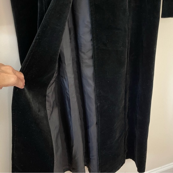 JS Collection VTG Long Black Cotton Velvet Opera Cape Coat Size Small Whimsical - Picture 7 of 11